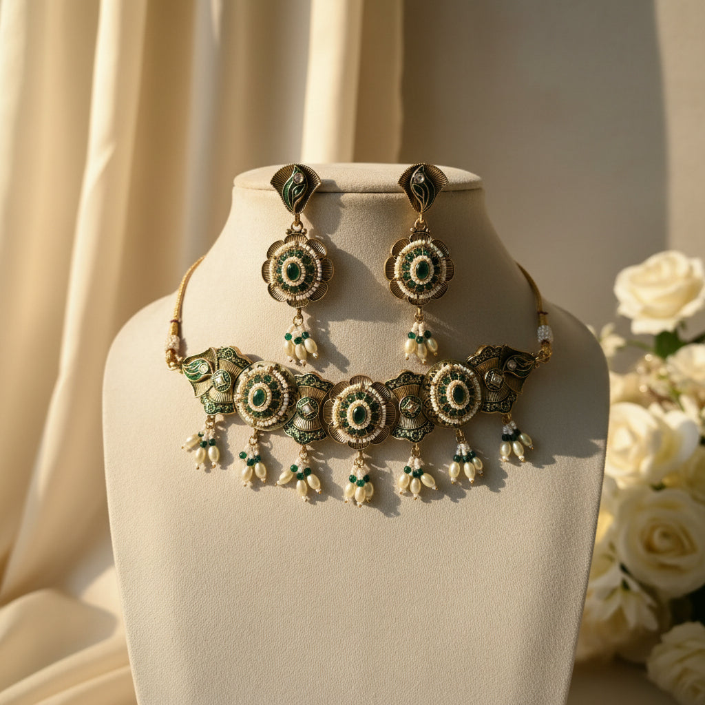 Samira Chokar Necklace (Green)