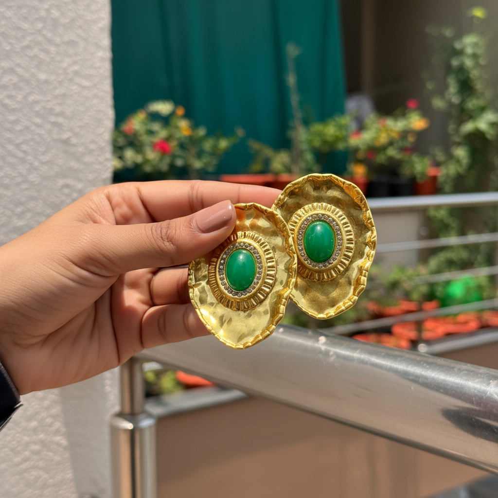 Glint Anti-tarnish Earrings (Green)