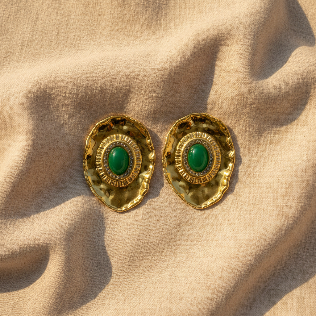 Glint Anti-tarnish Earrings (Green)