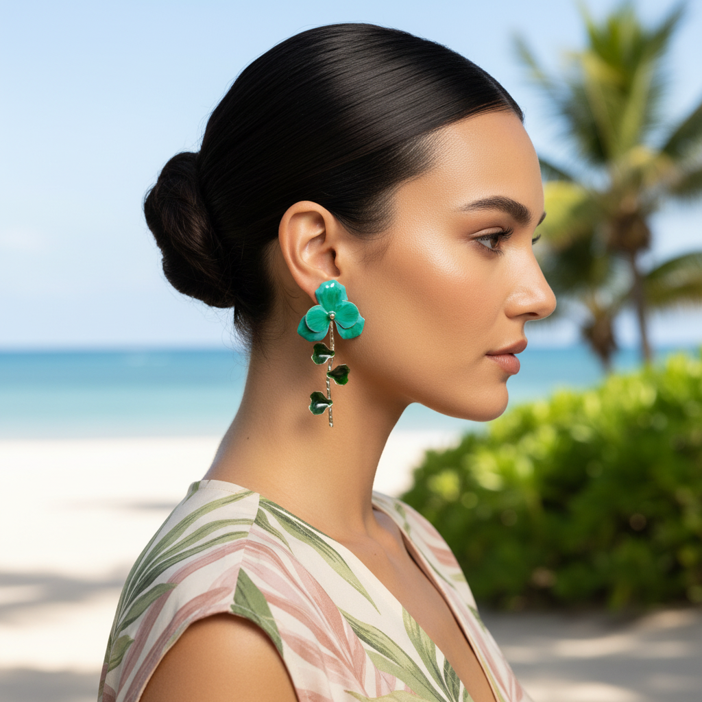 Natures Bloom Earrings (Green)