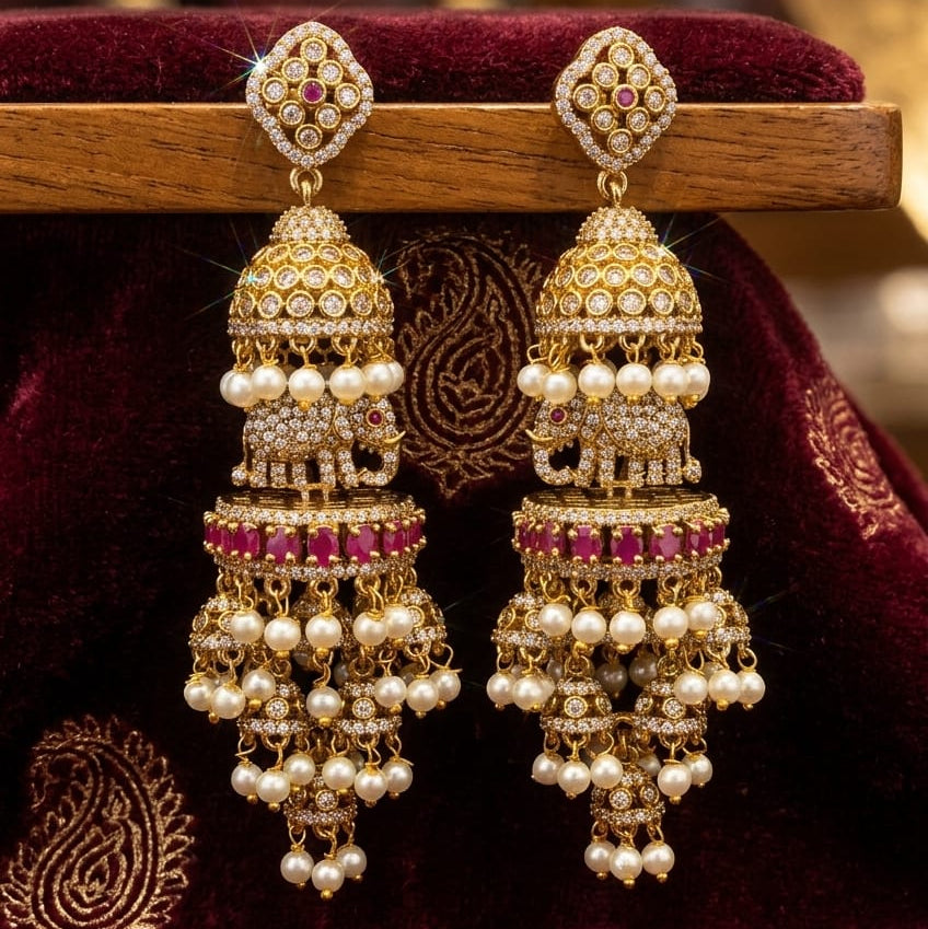 Gajraj Heritage Earrings (Pink)