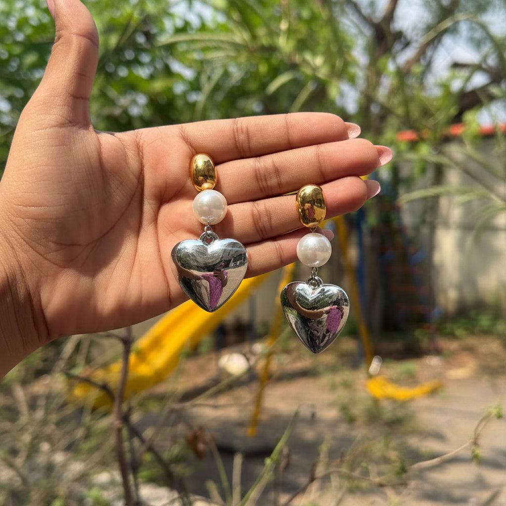 Pearl heart korean Earrings