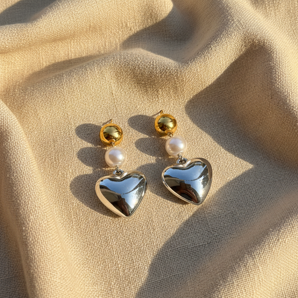 Pearl heart korean Earrings