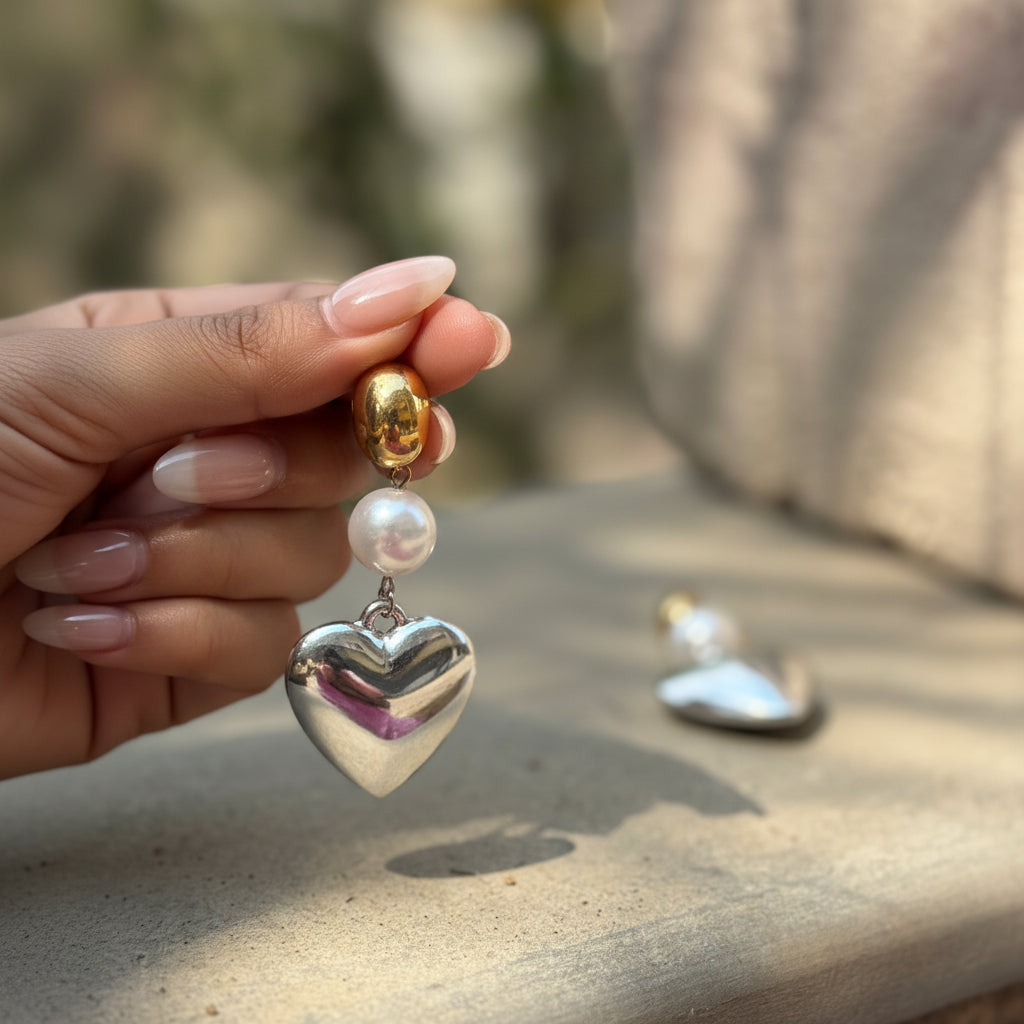 Pearl heart korean Earrings