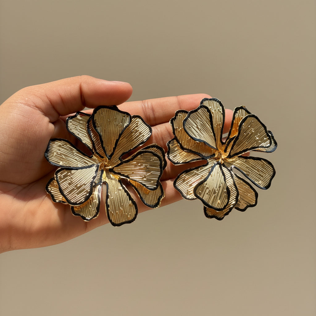 Gold Petals korean Earrings