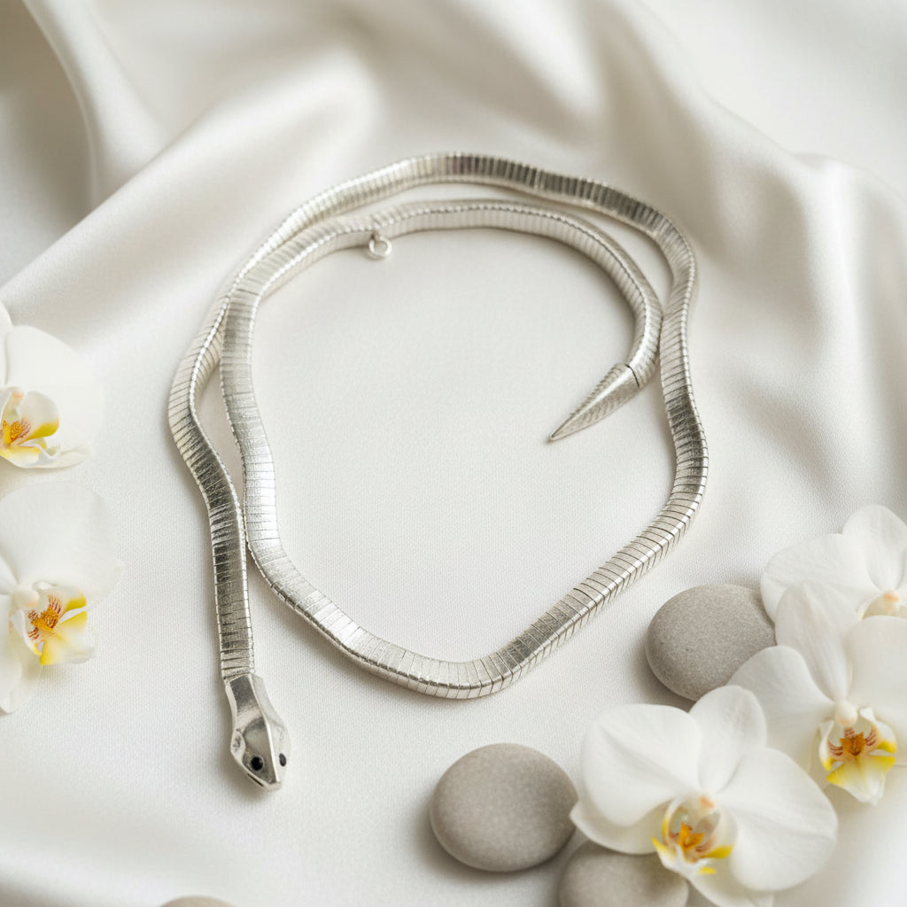 Snake Adjustable Necklace (Silver)
