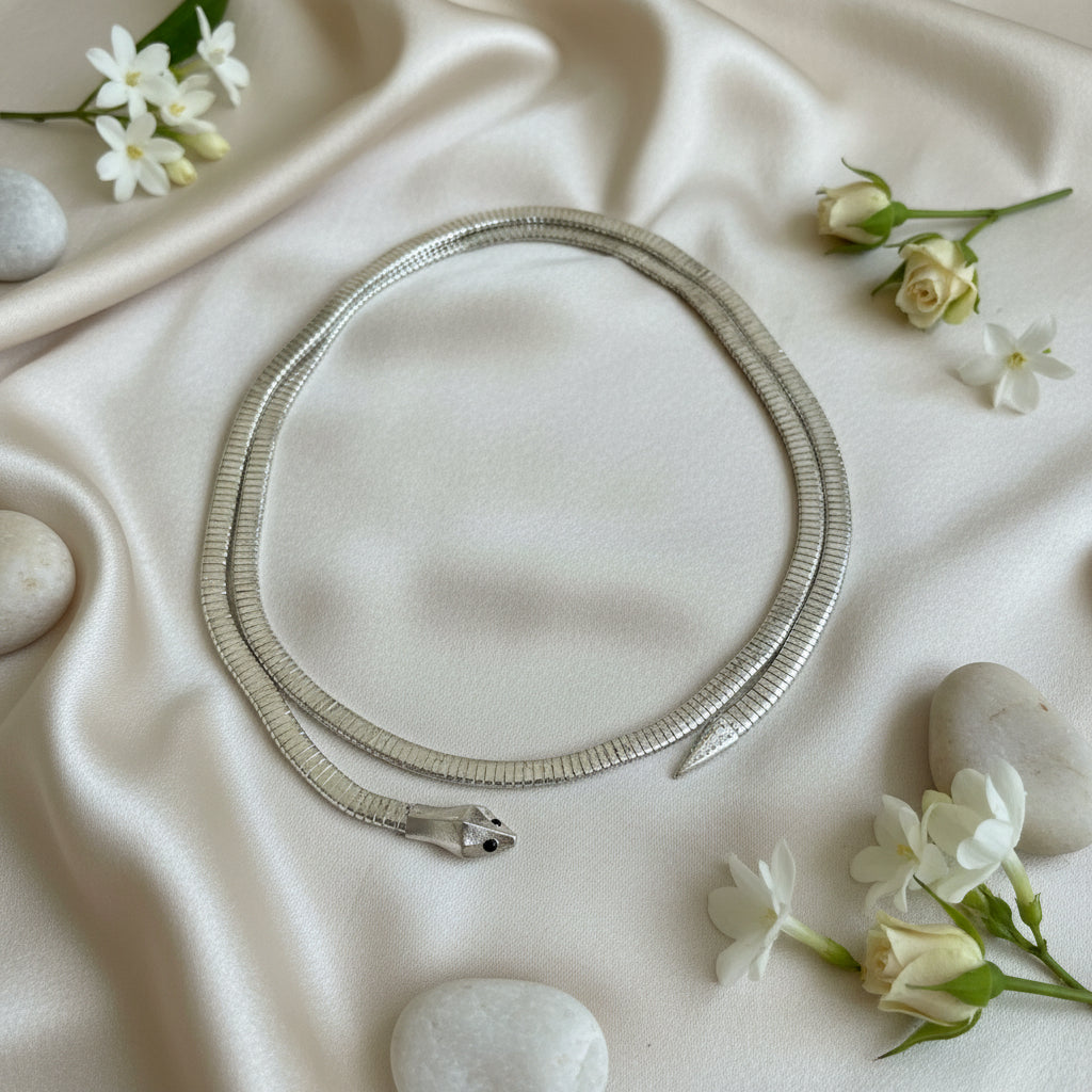 Snake Adjustable Necklace (Silver)