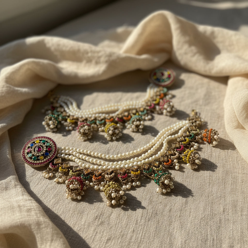 Ishanya Multi colour Chain Earrings
