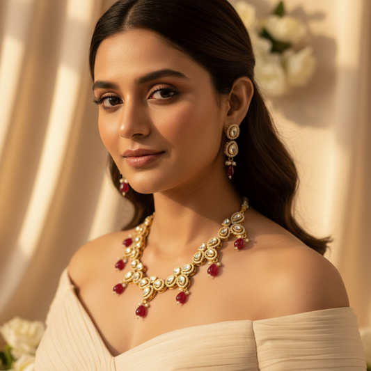 Noorika Kundan Set (Wine)