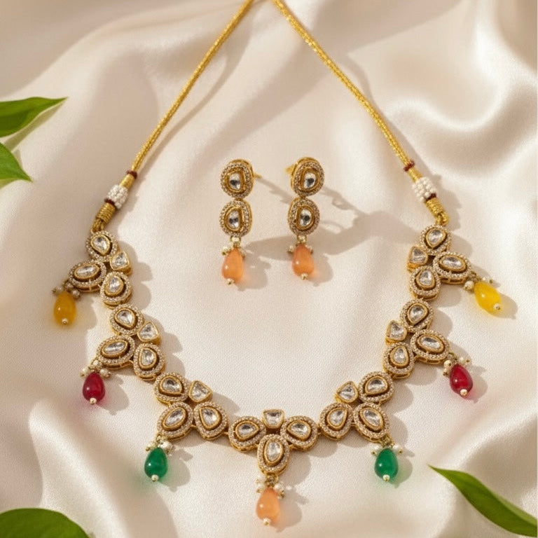 Noorika Kundan Set (Multi-colour)