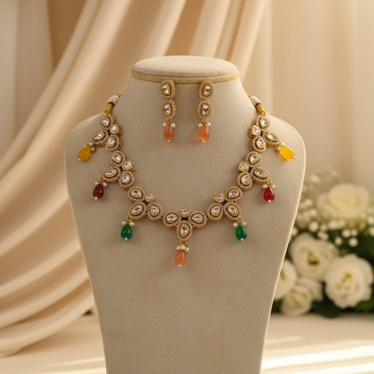 Noorika Kundan Set (Multi-colour)