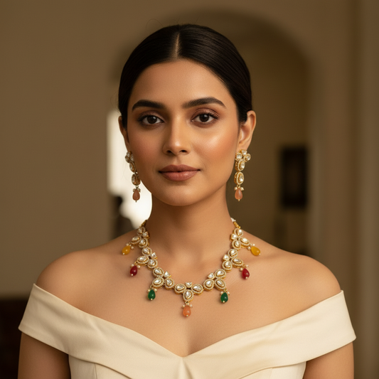 Noorika Kundan Set (Multi-colour)