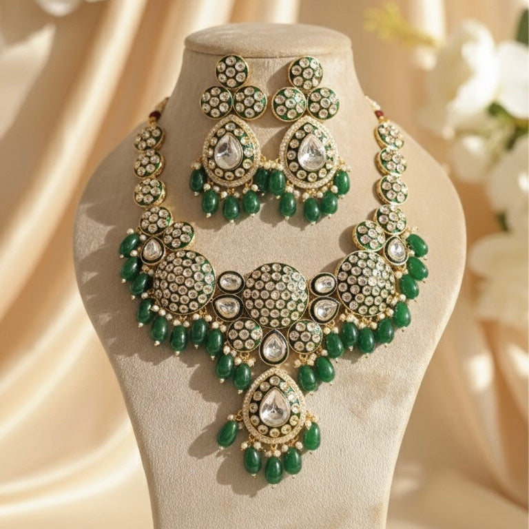 Ruhani Bridal Kundan Necklace (Green)