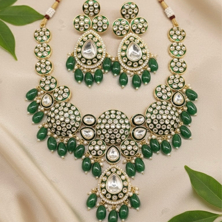Ruhani Bridal Kundan Necklace (Green)