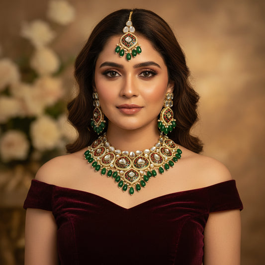 Mehra Meenakari Polki set