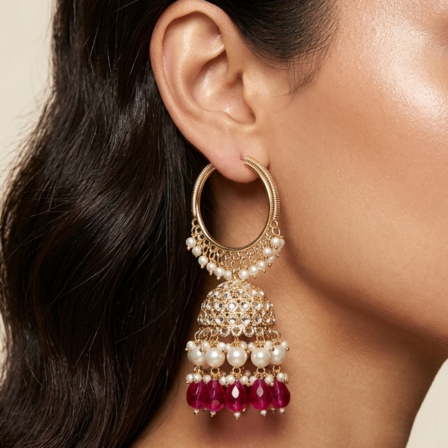Rooh Chandbali (Rani Pink)