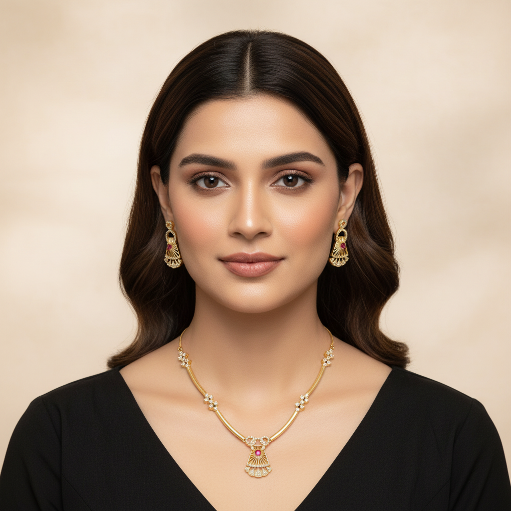 Sayani Necklace Set (Pink)