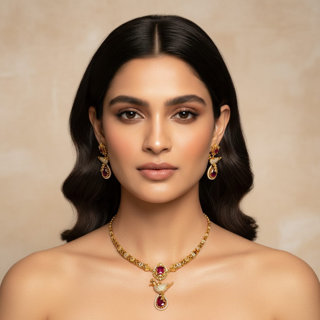 Mayur Necklace Set (Pink)