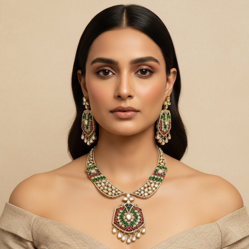 Parul Bridal Necklace Set (Multi-colour)