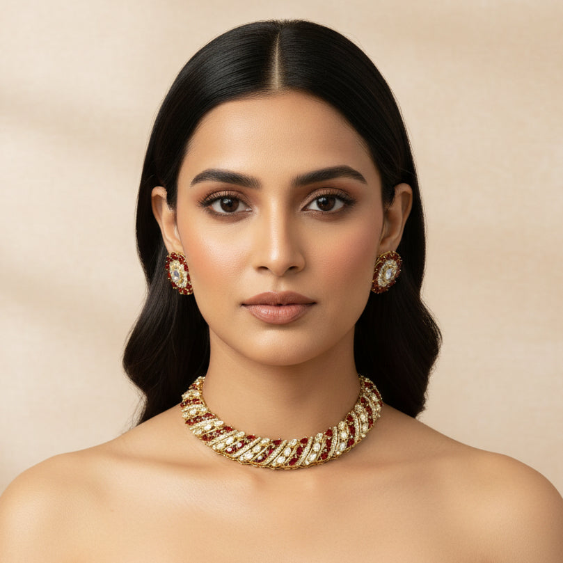 Nida Necklace Set (Red)