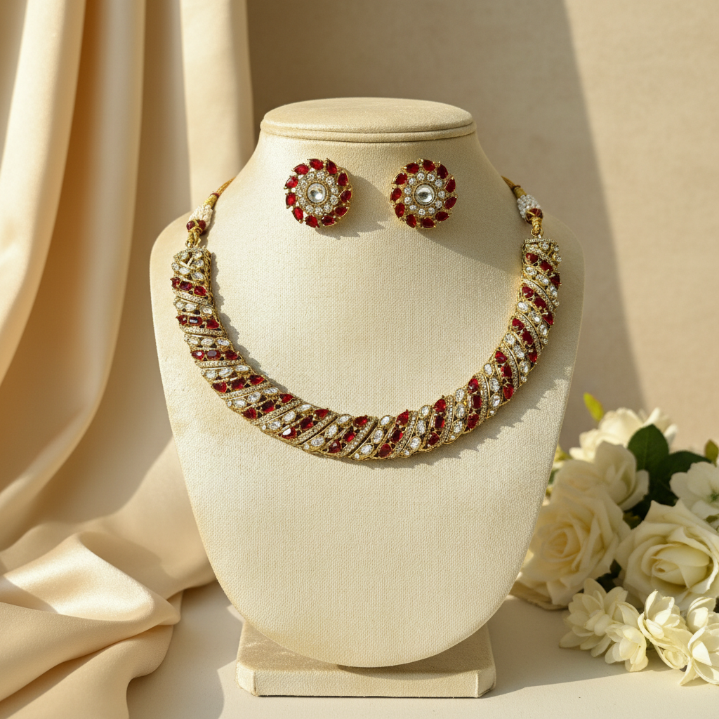 Nida Necklace Set (Red)