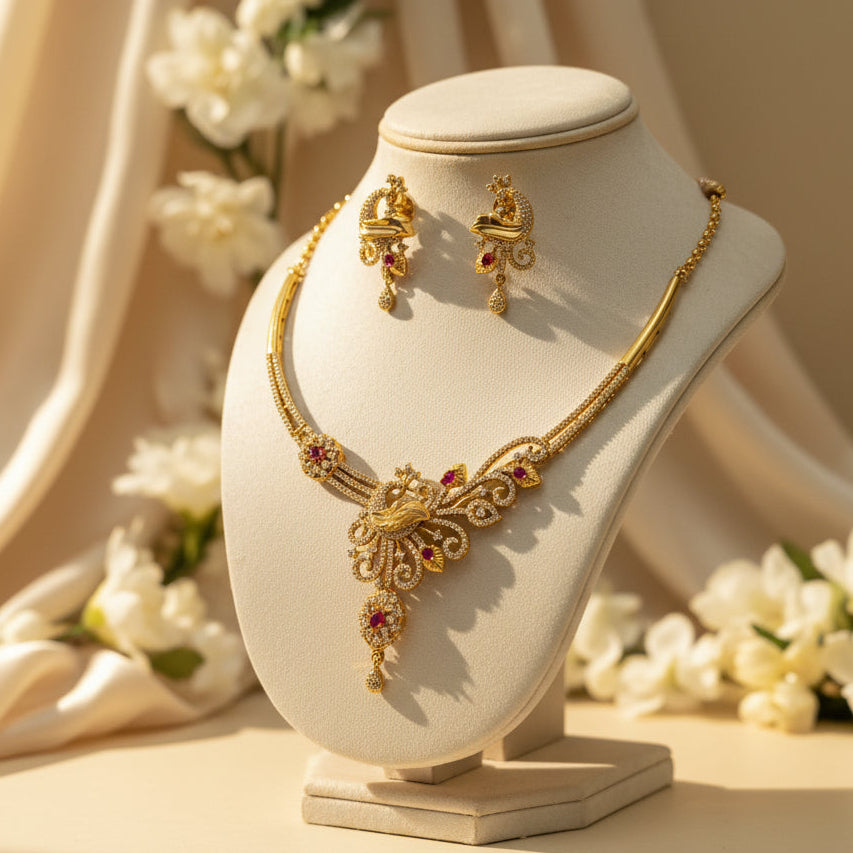 Mayura Necklace Set (Pink)