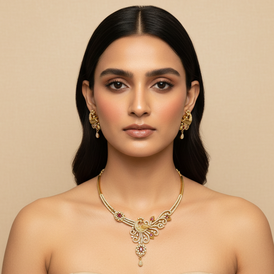 Mayura Necklace Set (Pink)