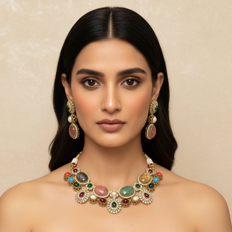 Tamana Bridal Necklace Set (Multi-Colour)
