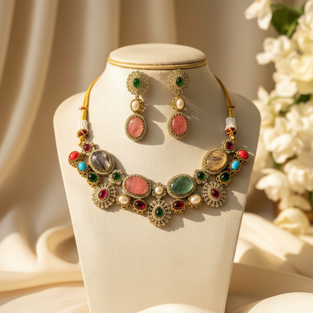 Tamana Bridal Necklace Set (Multi-Colour)