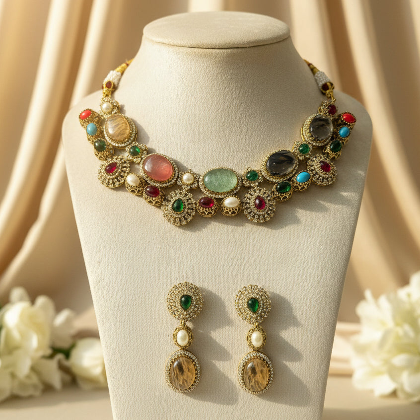 Tamana Bridal Necklace Set (Multi-Colour)