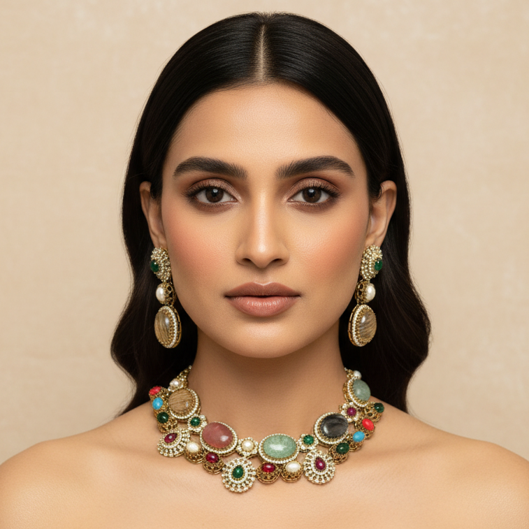 Tamana Bridal Necklace Set (Multi-Colour)