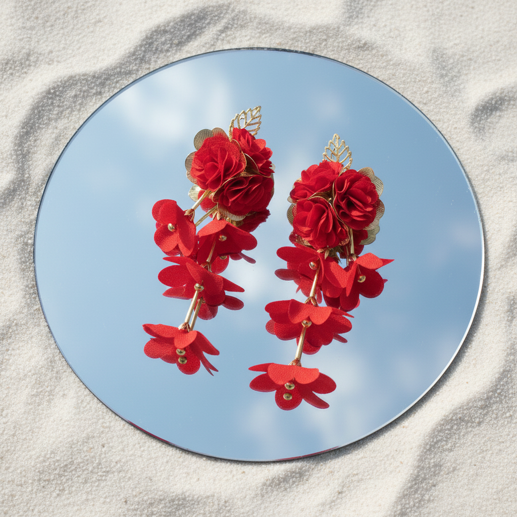 Floral Earrings (Red)