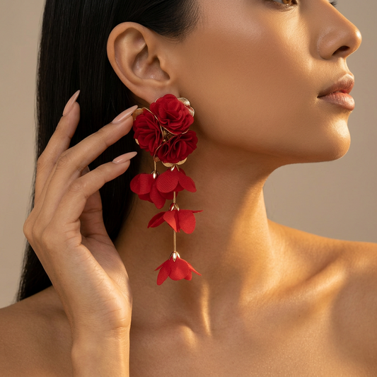 Floral Earrings (Red)
