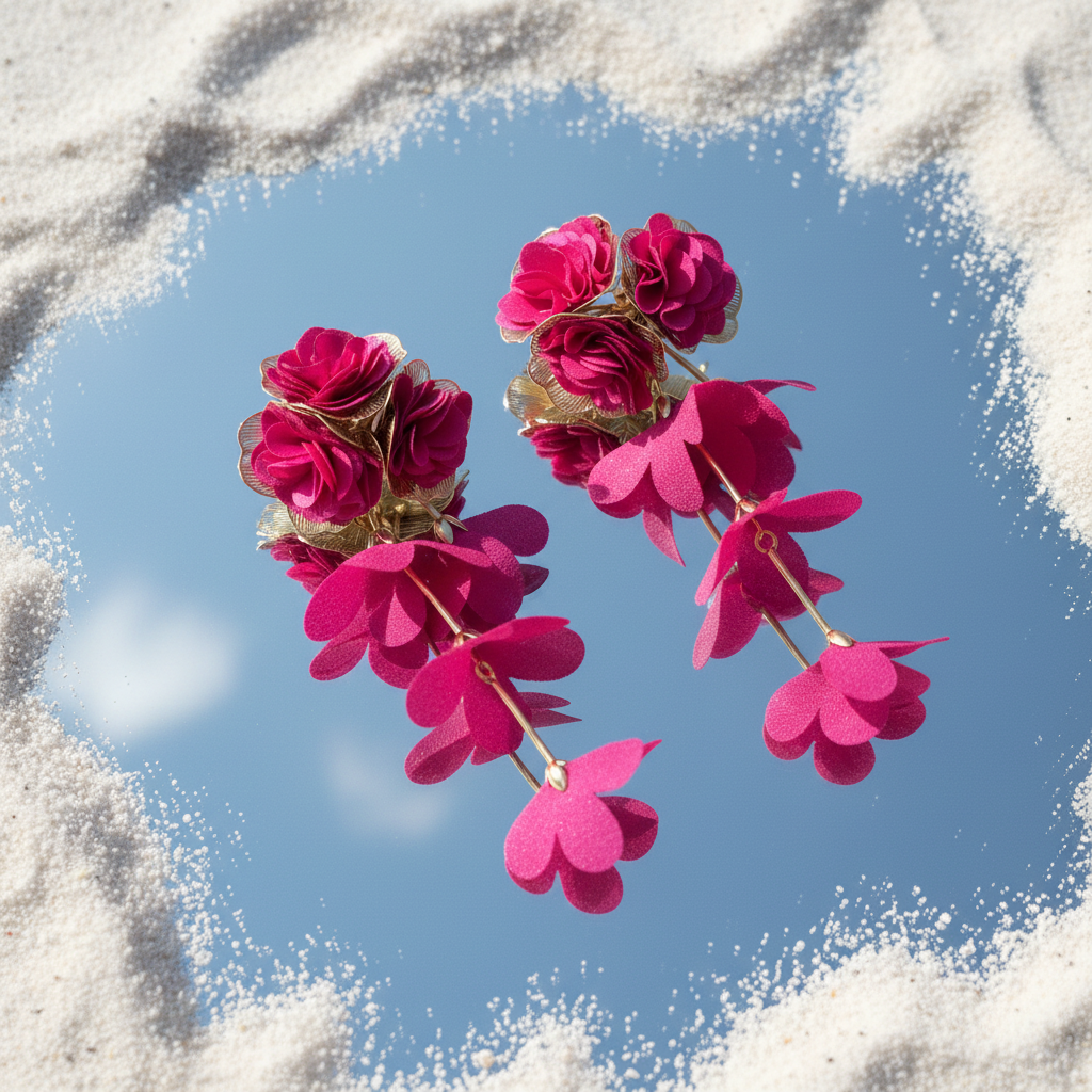 Floral Earrings (Dark Pink)