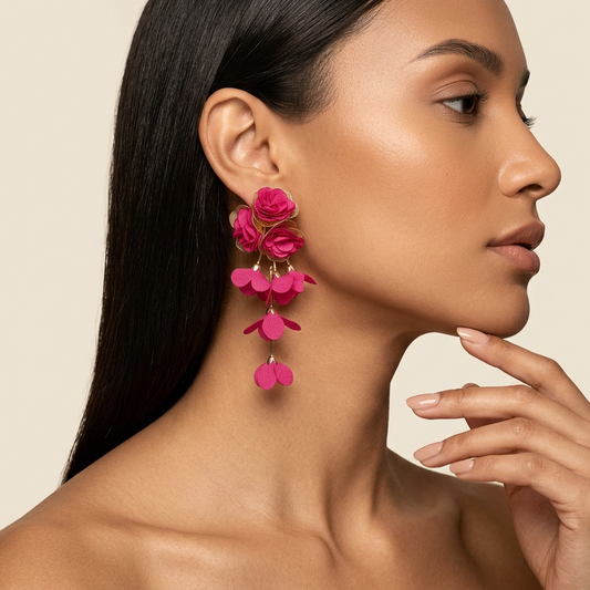 Floral Earrings (Dark Pink)