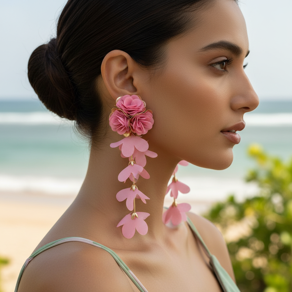 Floral Earrings (Pink)