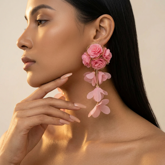 Floral Earrings (Pink)