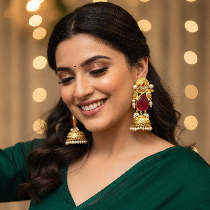 Heer Kashmiri Earrings (Orange)