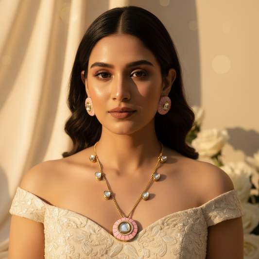 Royal Kundan Necklace (Pink)