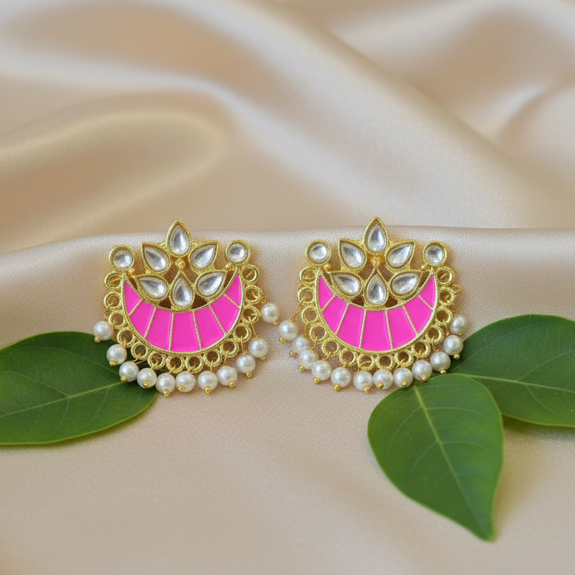 Chaand Earrings (Pink)
