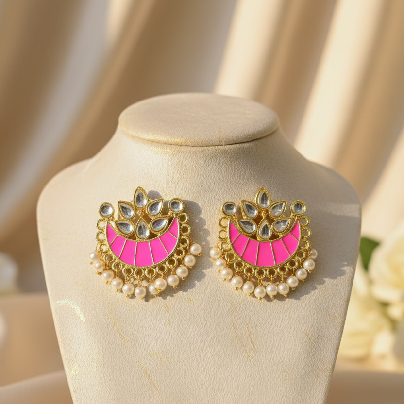 Chaand Earrings (Pink)