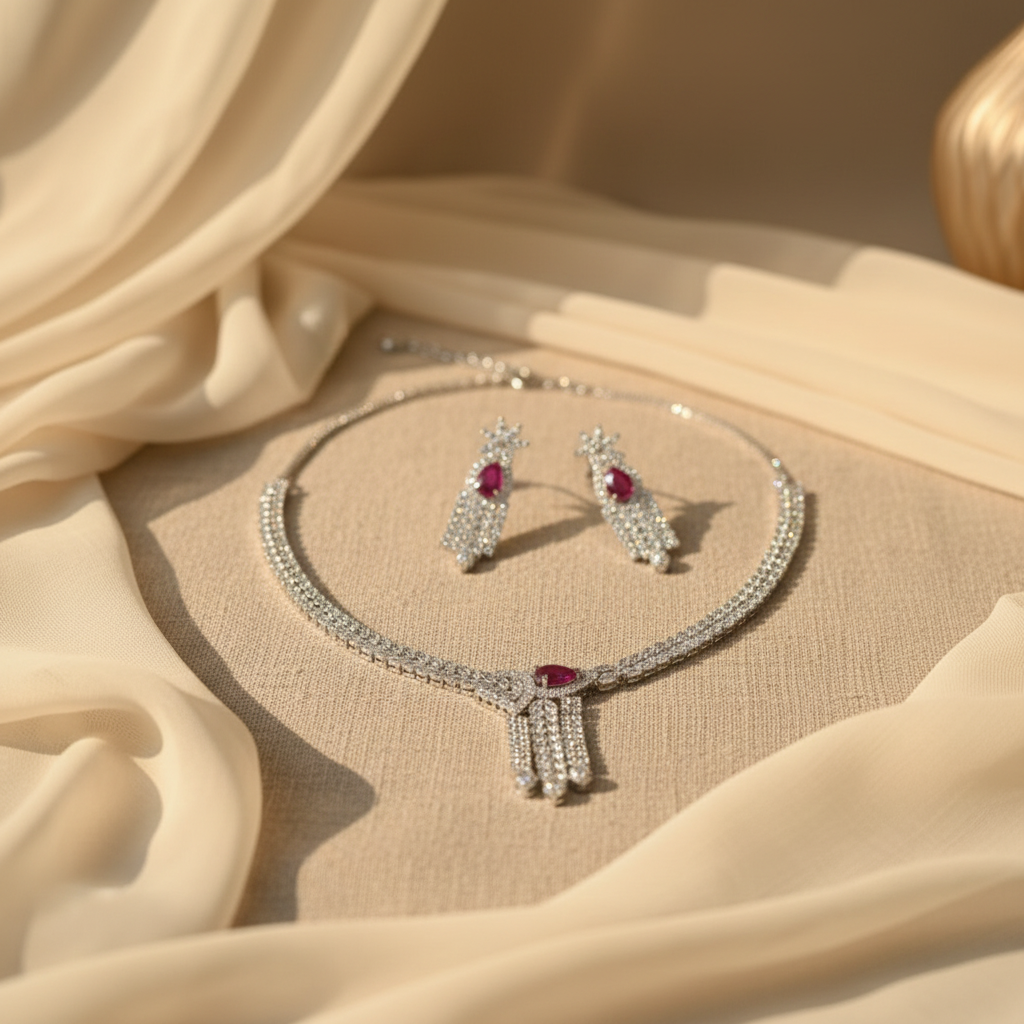 Opal AD Necklace (Rani Pink)