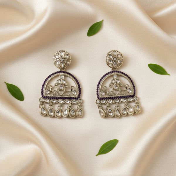 Mahi Kundan Earrings (Purple)