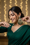 Siya Kundan Earrings (Olive Green)