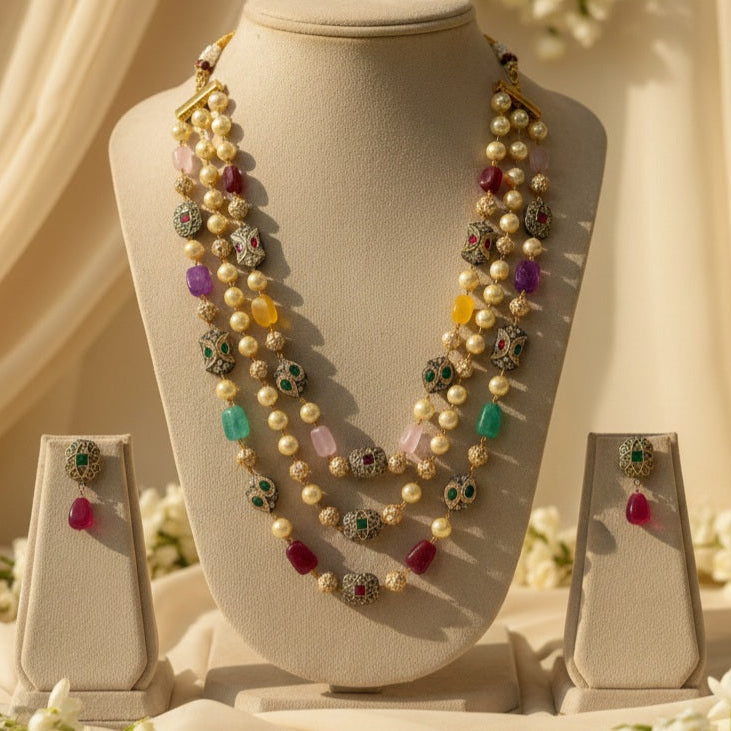 3 Tier Maharani Mala (Multi- Colour)