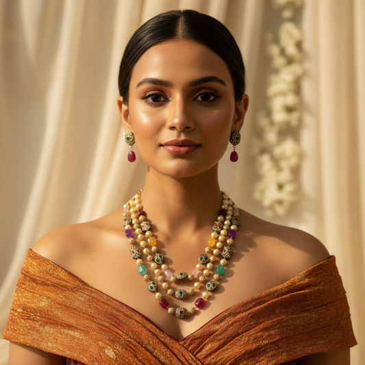 3 Tier Maharani Mala (Multi- Colour)