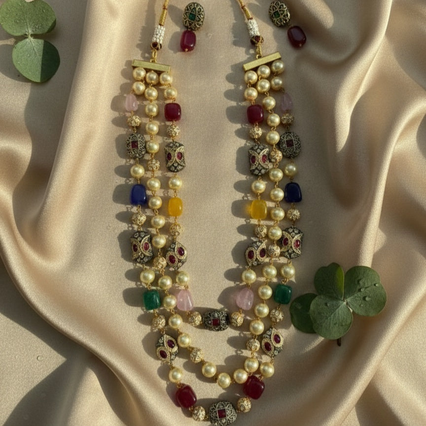 3 Tier Maharani Mala (Multi- Colour)