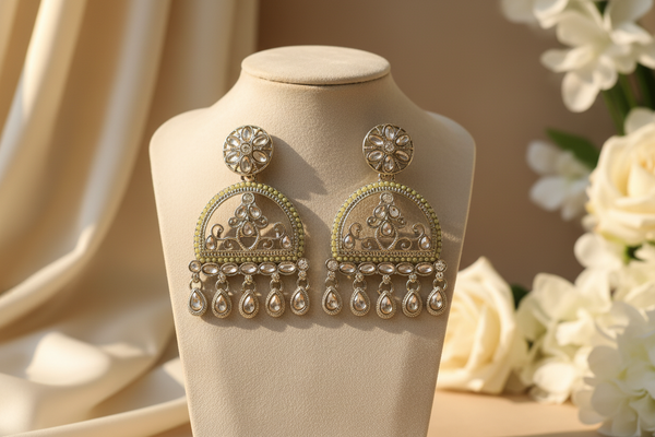 Mahi Kundan Earrings (Light-Green)