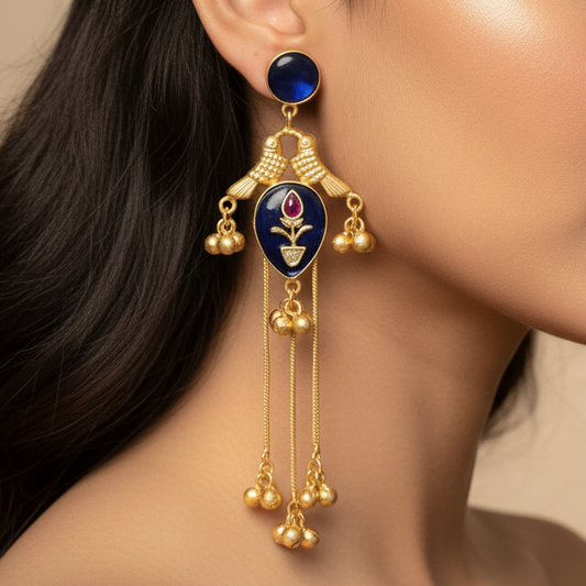 Gulnaar Kashmiri Earrings (Blue)