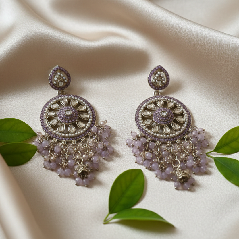 Aarohi Kundan Earrings (Pink)